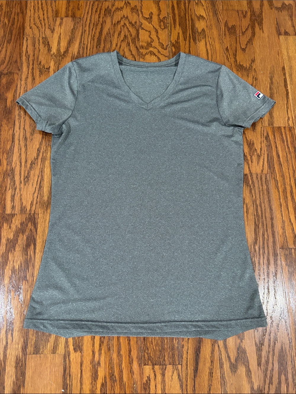 Fila, Women's, Short Sleeve V‑Neck Dri-fit Tee, Gray, Size Medium